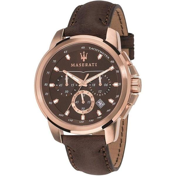 Maserati Successo Watch For Men s 44mm Brown Leather Strap I Rose