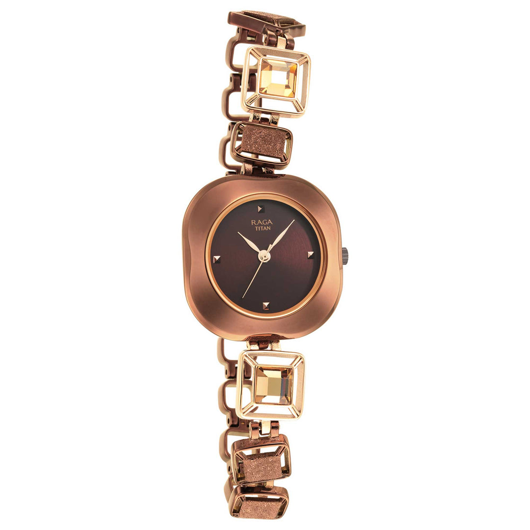 Titan Raga Love All Brown Dial Analogue Metal Strap watch for WoMen