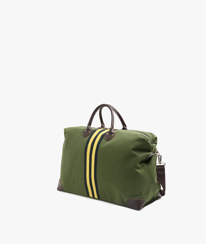 My Style Bags Harvard Rugby Duffel Travel Bag in Forest Green with Green/Yellow Stripes for Men