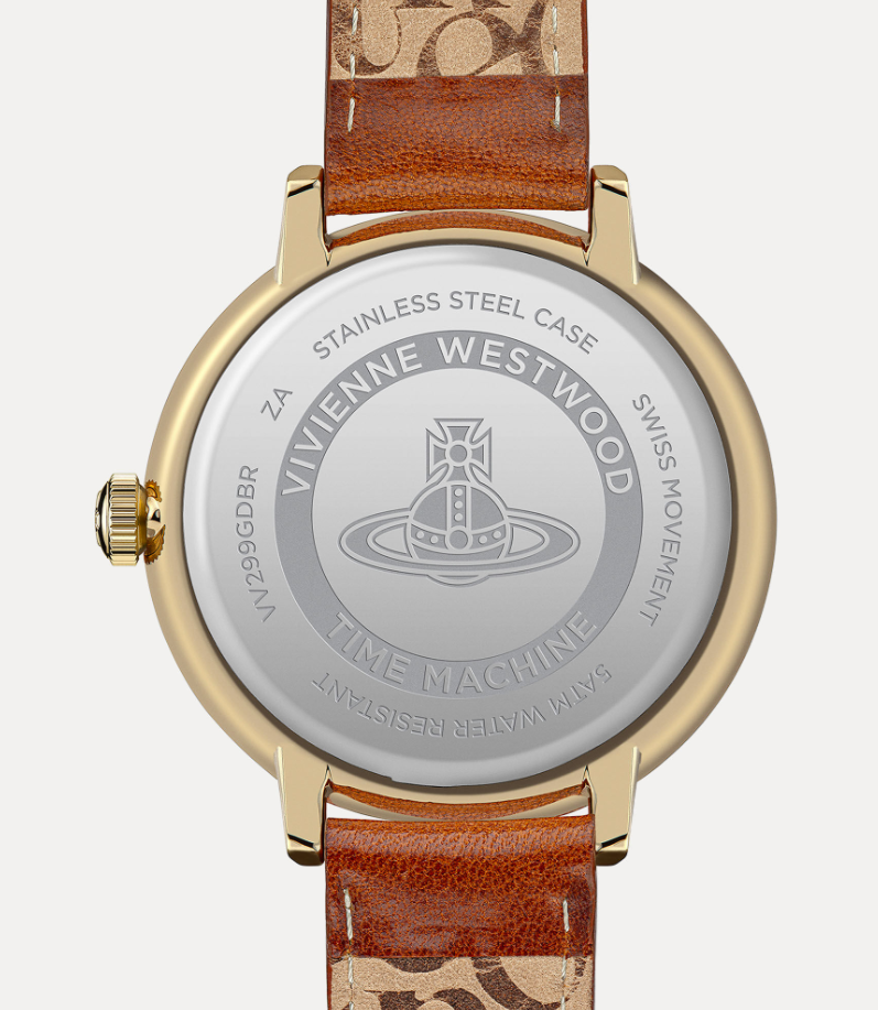 Vivienne Westwood Cavendish Gold 48mm Brown Leather Watch