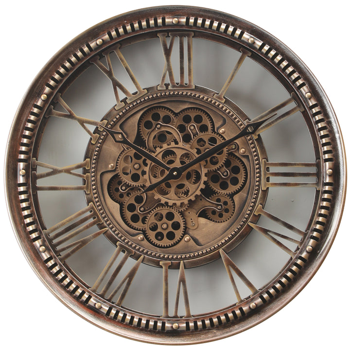 The Majesty Round Industrial Moving Cogs Wall Clock