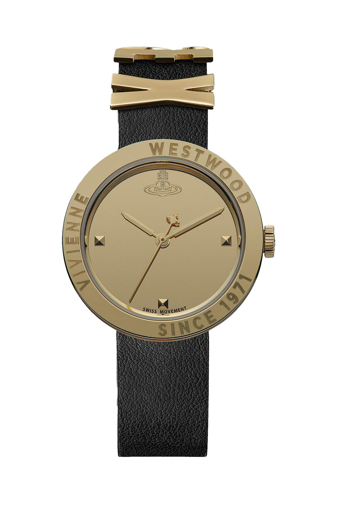 Vivienne Westwood Rebel Sex Gold Dial Black Leather Watch