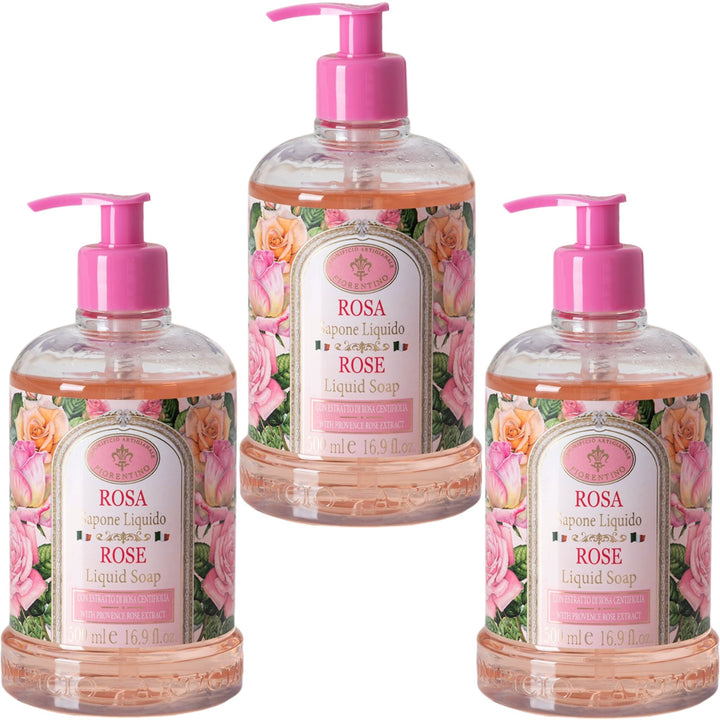 Saponificio Artigianale Fiorentino Rose Hand Wash Set 3Pcs