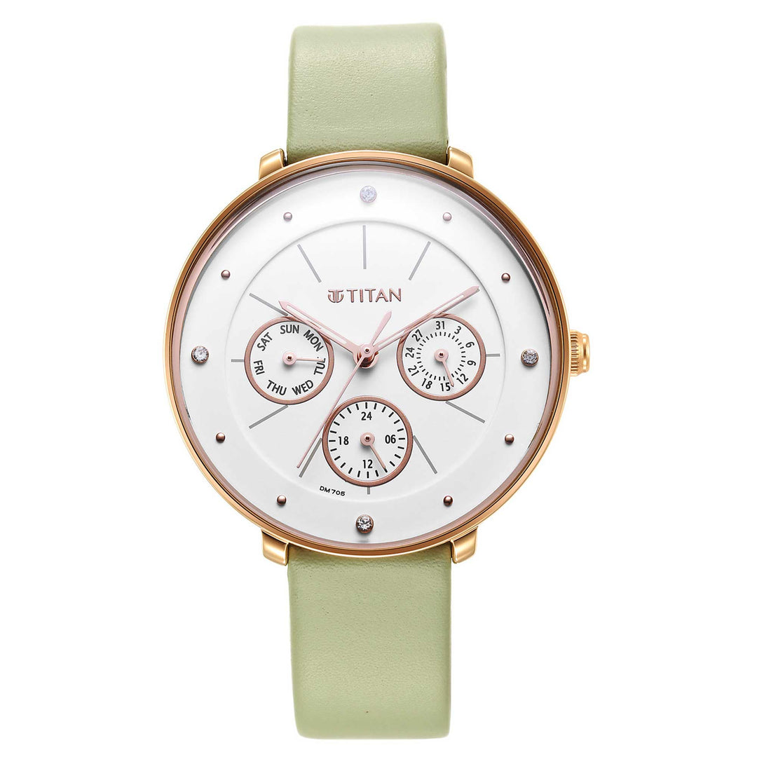 Titan Chronograph Watches Titan Neo White Dial Analogue Leather Strap Watch for Women Brand