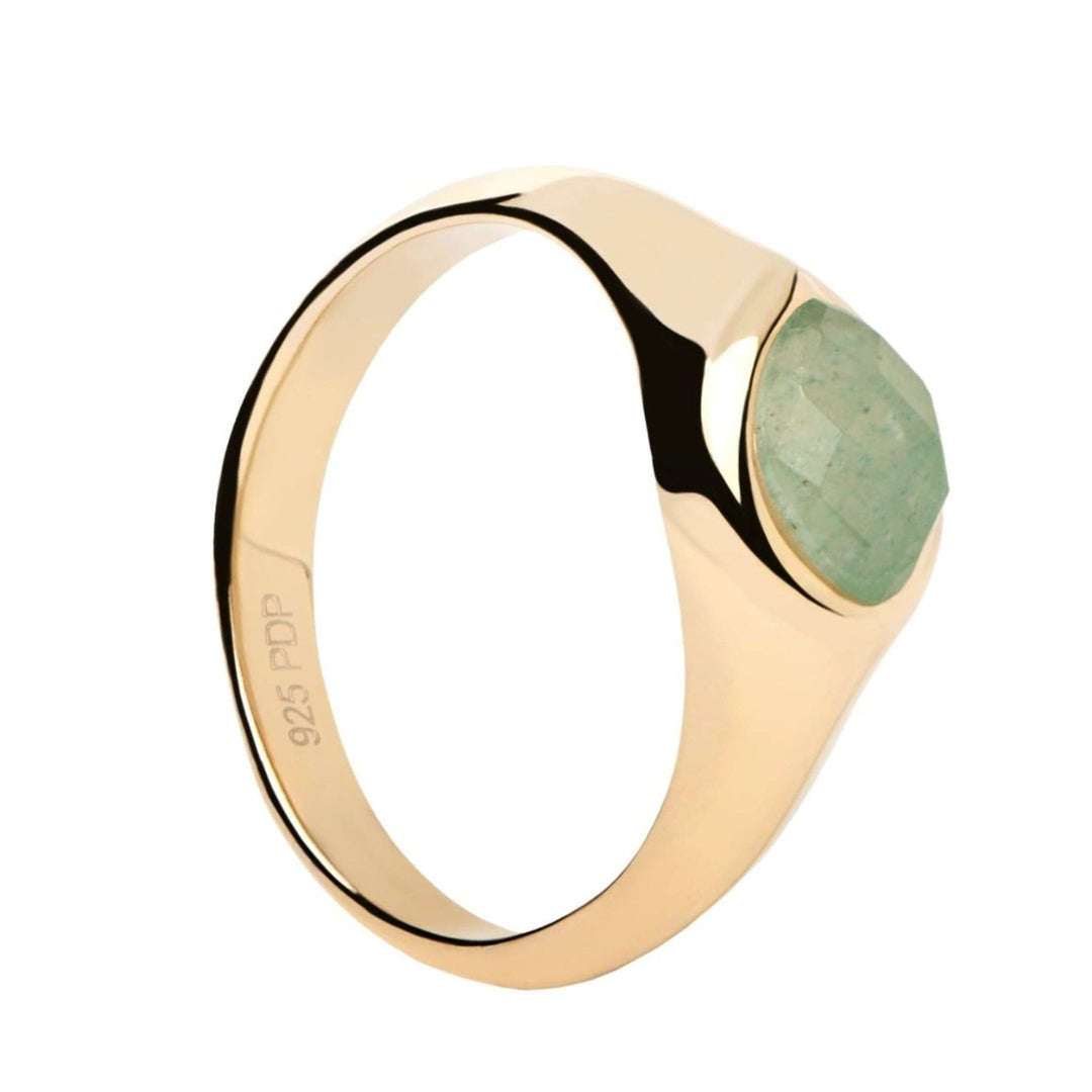 PDPaola Rings 10 PDPaola Green Aventurine Nomad Stamp Ring Brand