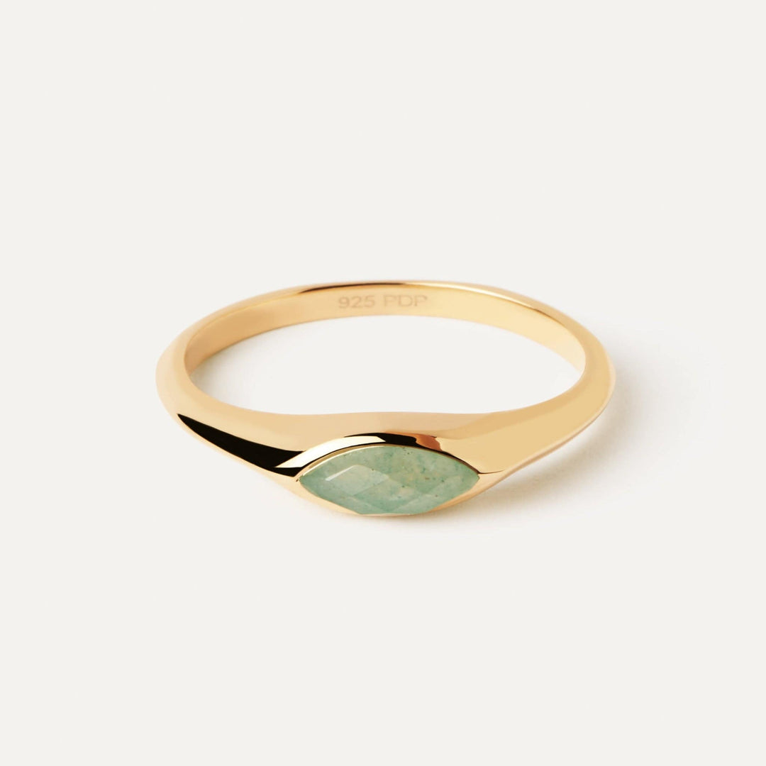 PDPaola Rings PDPaola Green Aventurine Nomad Stamp Ring Brand