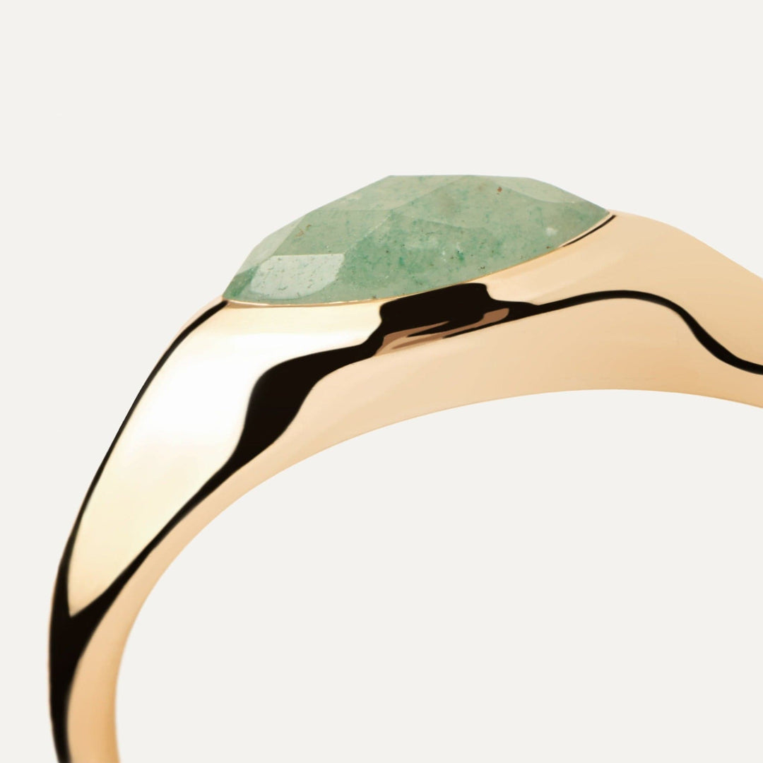 PDPaola Rings PDPaola Green Aventurine Nomad Stamp Ring Brand