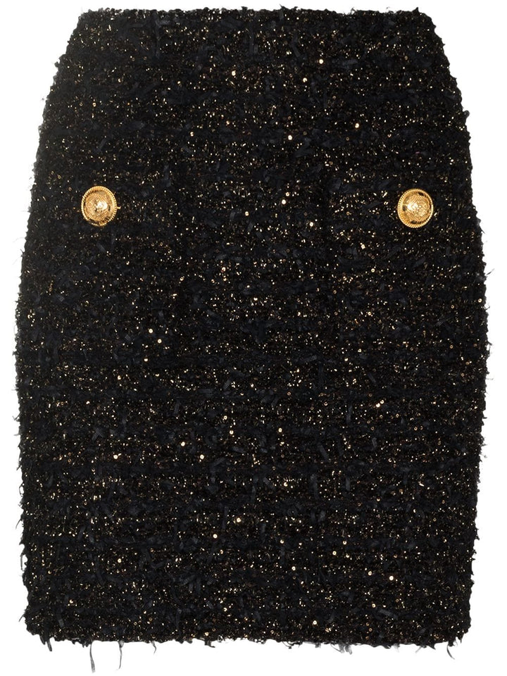 Balmain Skirts Balmain Skirts Black Balmain Skirts Black tweed skirt with gold-tone buttons, high waist, and rear zip. Brand