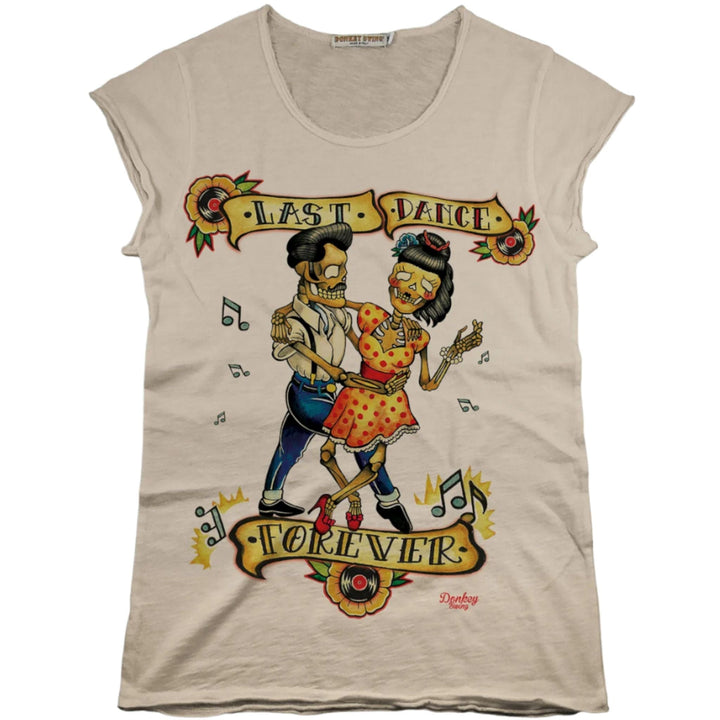 Vintabros T-shirt S / Sand Vintabros Last Dance Cotton Women T-shirt Raw Cut Brand