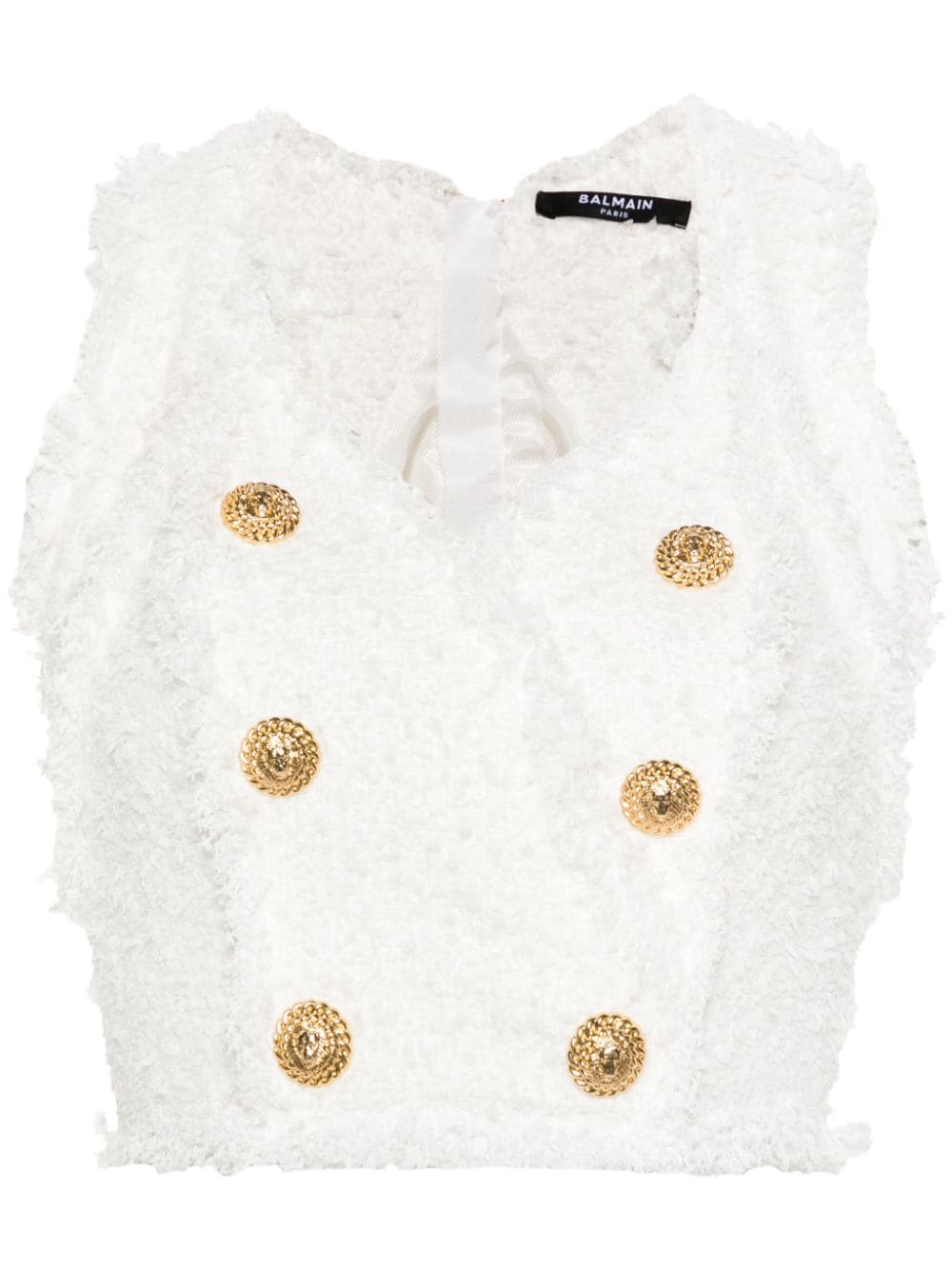 Balmain Topwear Balmain Tweed Top Balmain White Tweed Top Brand