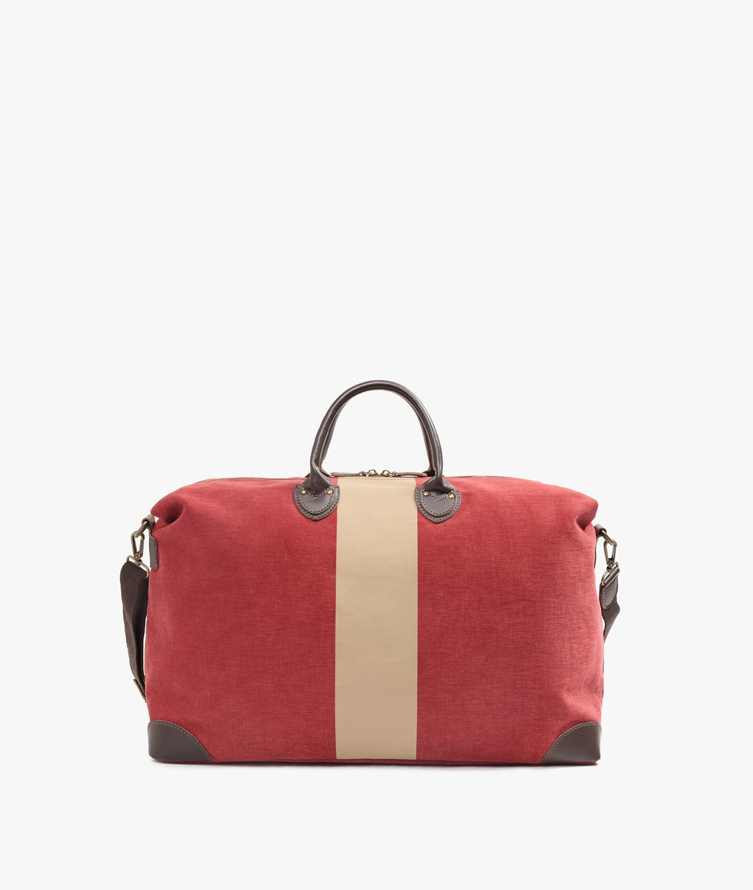 My Style Bags Travel Bags My Style Bags Harvard Stripe Duffel Travel Bag in Bordeaux with Beige Stripe Unisex Brand