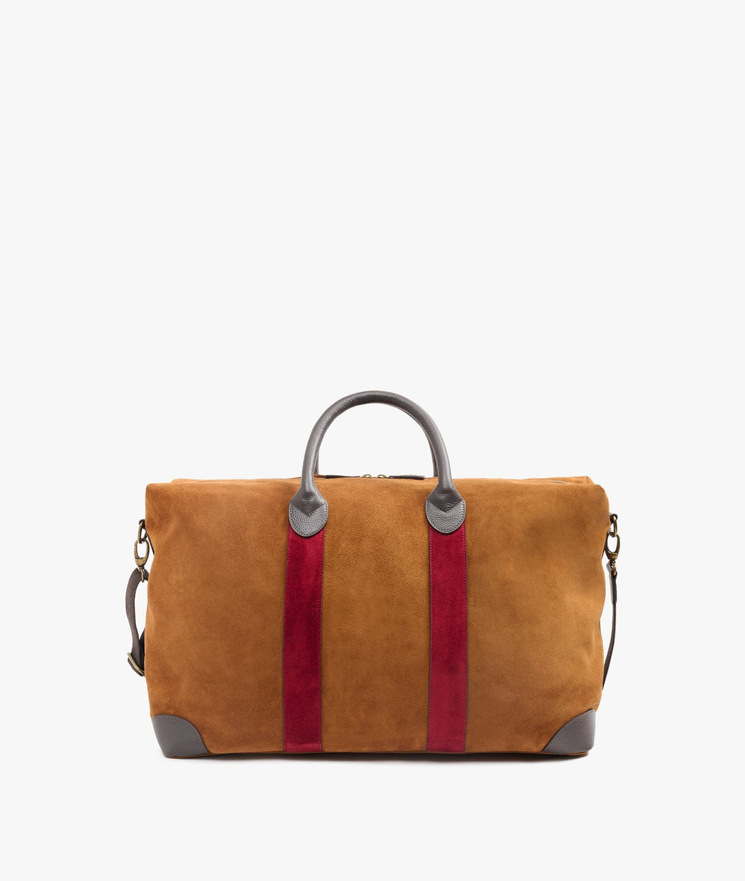 My Style Bags Travel Bags My Style Bags Harvard Twin Deluxe Suede Duffel Travel Bag in Leather/Bordeaux Stripes Unisex Brand