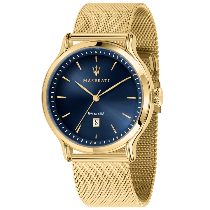 Maserati Watch Maserati Epoca 42mm Blue Dial Gold Mesh Watch Brand