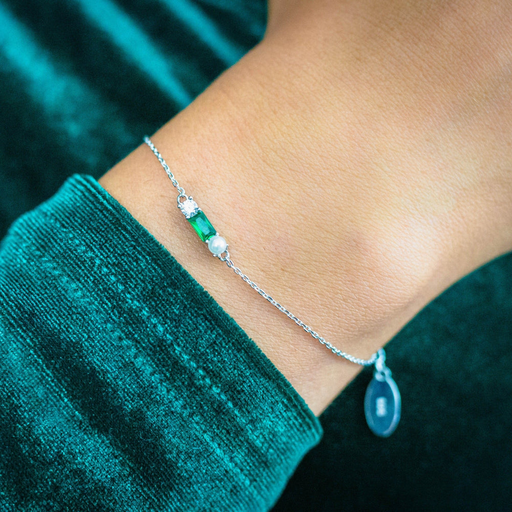 Georgini Bracelet Georgini Gifts Emerald Isle Freshwater Pearl Bracelet In Emerald And Silver Brand