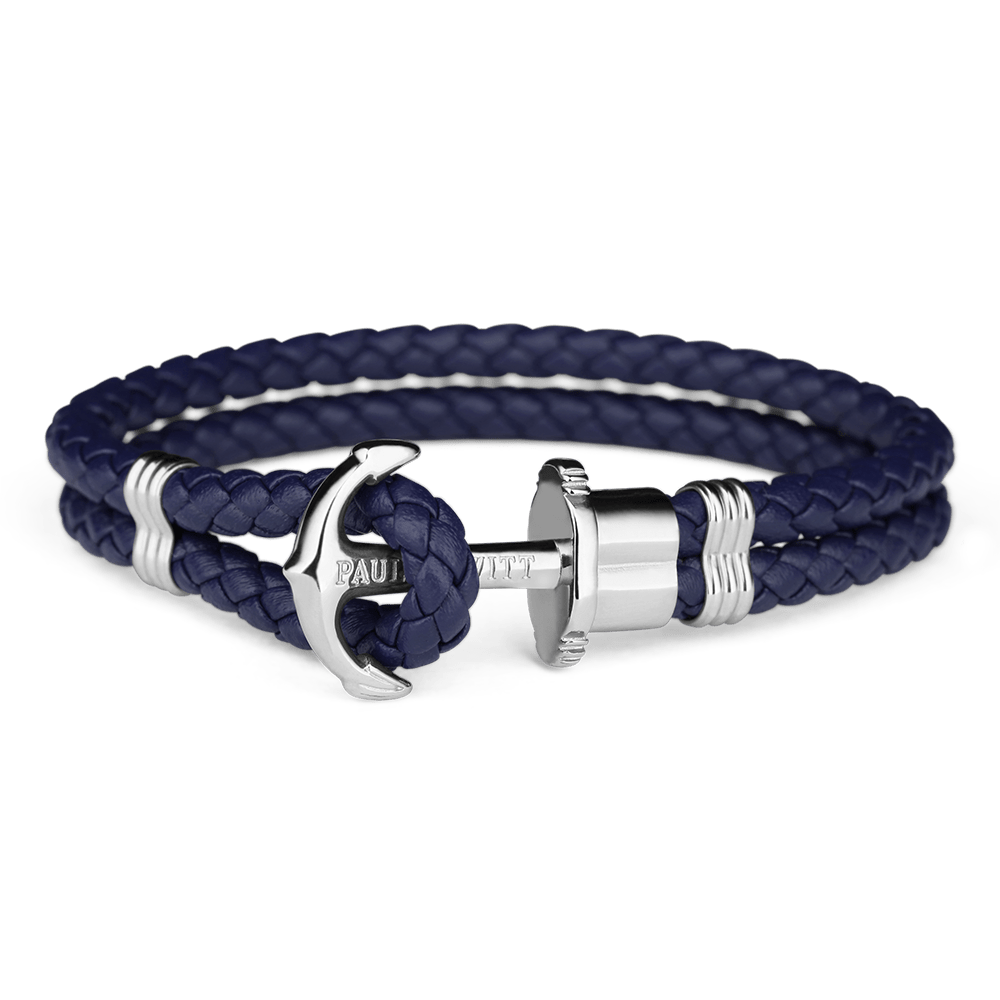 Paul Hewitt Bracelet Paul Hewitt Phrep Leather Silver / Navy Blue Bracelet - S Brand